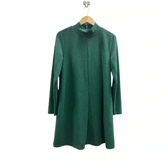 GAP Dresses & Skirts - GAP Long Sleeve Mock Neck Swing Dress Size Green Modern Holiday Christmas Mid